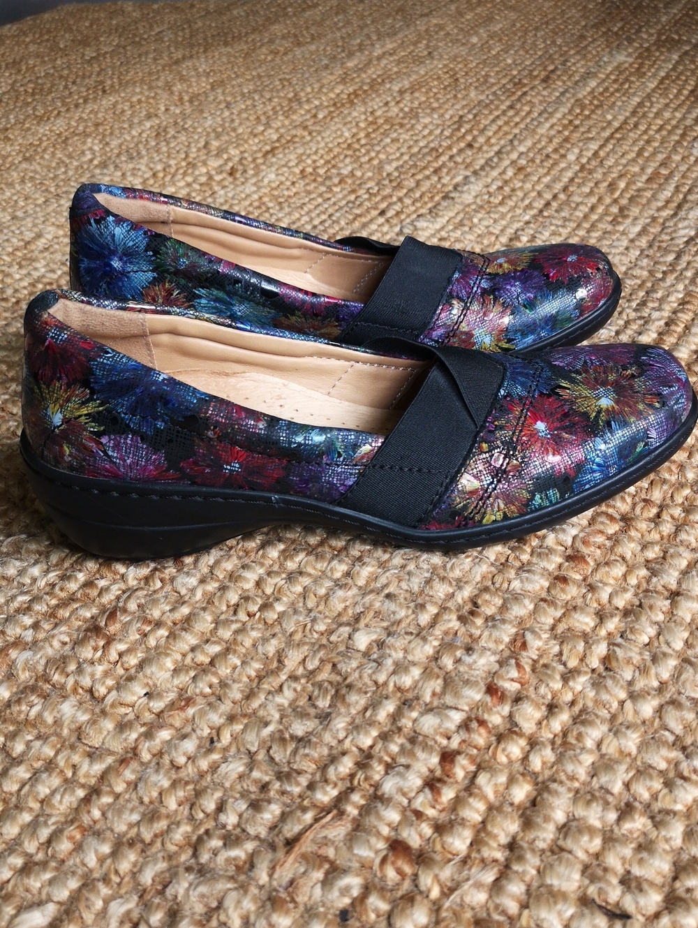 Volks Walkers floral leather slip-ons